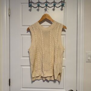 Joie cream cable knit sleeveless sweater
